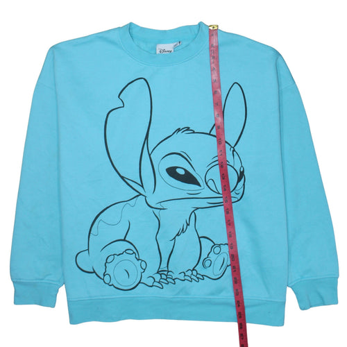 Disney Women Blue Stitch Crew Neck Pullover Sweatshirt XL