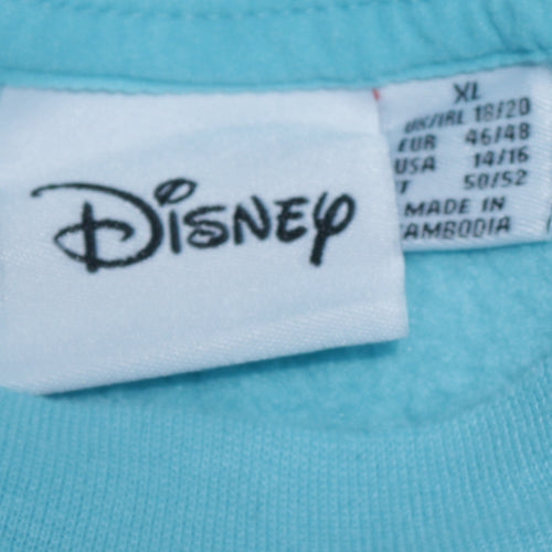 Disney Women Blue Stitch Crew Neck Pullover Sweatshirt XL