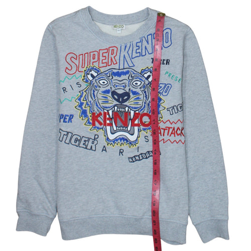 Kenzo Kids Grey Embroidered Tiger Sweatshirt Boys 14 Years Regular Fit