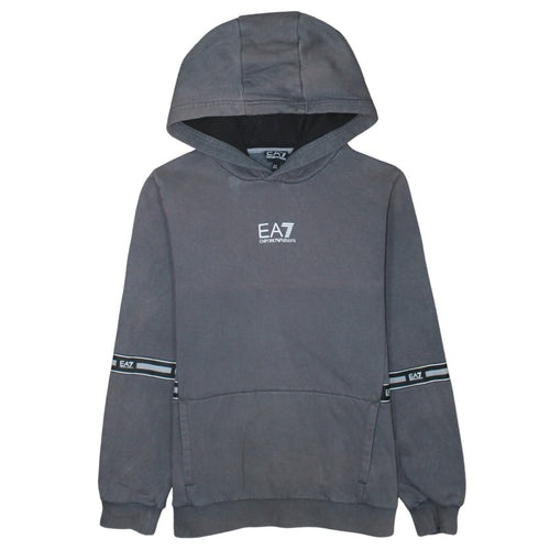 Emporio Armani EA7 Boys Grey Pullover Hoodie 14 Years Cotton Blend Logo Style