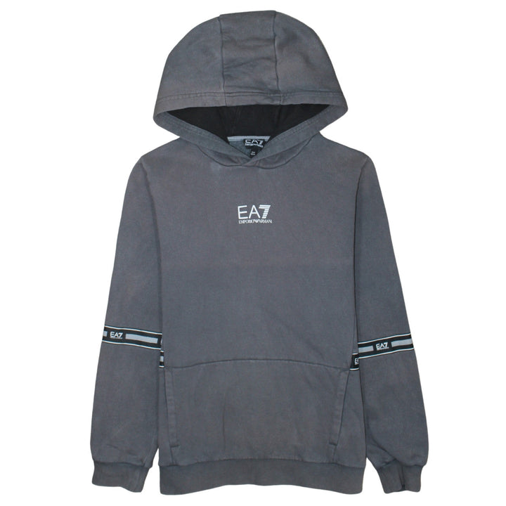 Emporio Armani EA7 Boys Grey Pullover Hoodie 14 Years Cotton Blend Logo Style