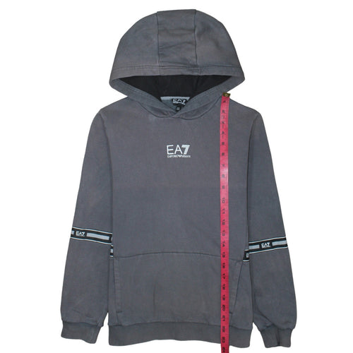Emporio Armani EA7 Boys Grey Pullover Hoodie 14 Years Cotton Blend Logo Style