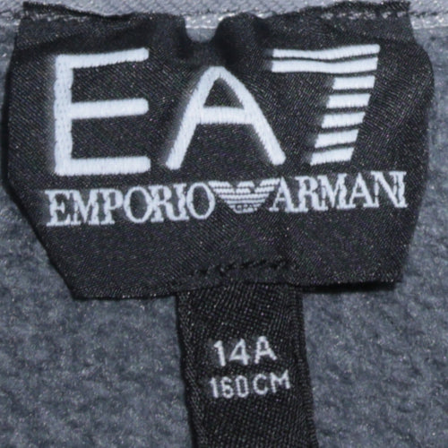 Emporio Armani EA7 Boys Grey Pullover Hoodie 14 Years Cotton Blend Logo Style