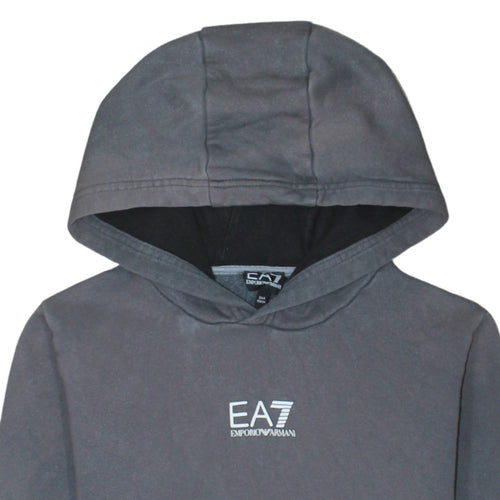 Emporio Armani EA7 Boys Grey Pullover Hoodie 14 Years Cotton Blend Logo Style