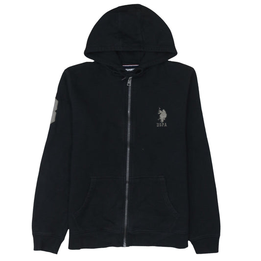 U.S. Polo Assn. Men’s Black Full Zip Hoodie L Logo Fleece Sweatshirt