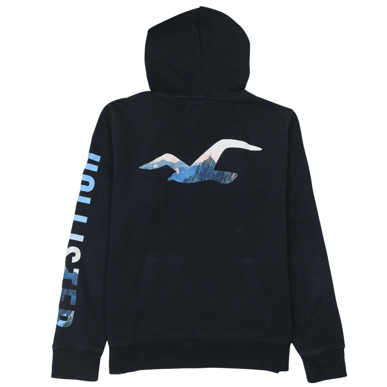 Hollister Men's Black L Pullover Hoodie with Logo and Kangaroo Pocket
