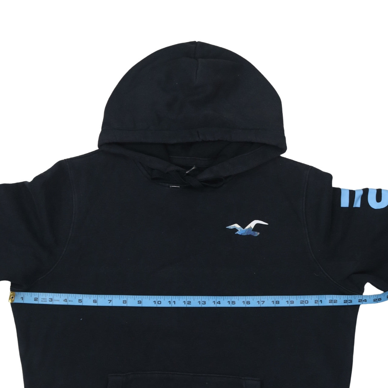 Hollister Men's Black L Pullover Hoodie with Logo and Kangaroo Pocket