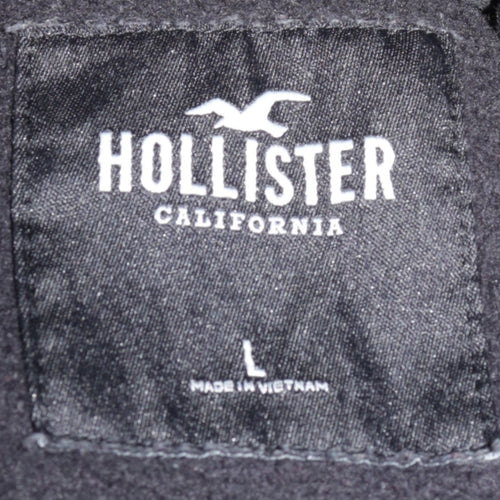 Hollister Men's Black L Pullover Hoodie with Logo and Kangaroo Pocket