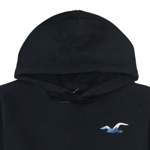 Hollister Men's Black L Pullover Hoodie with Logo and Kangaroo Pocket