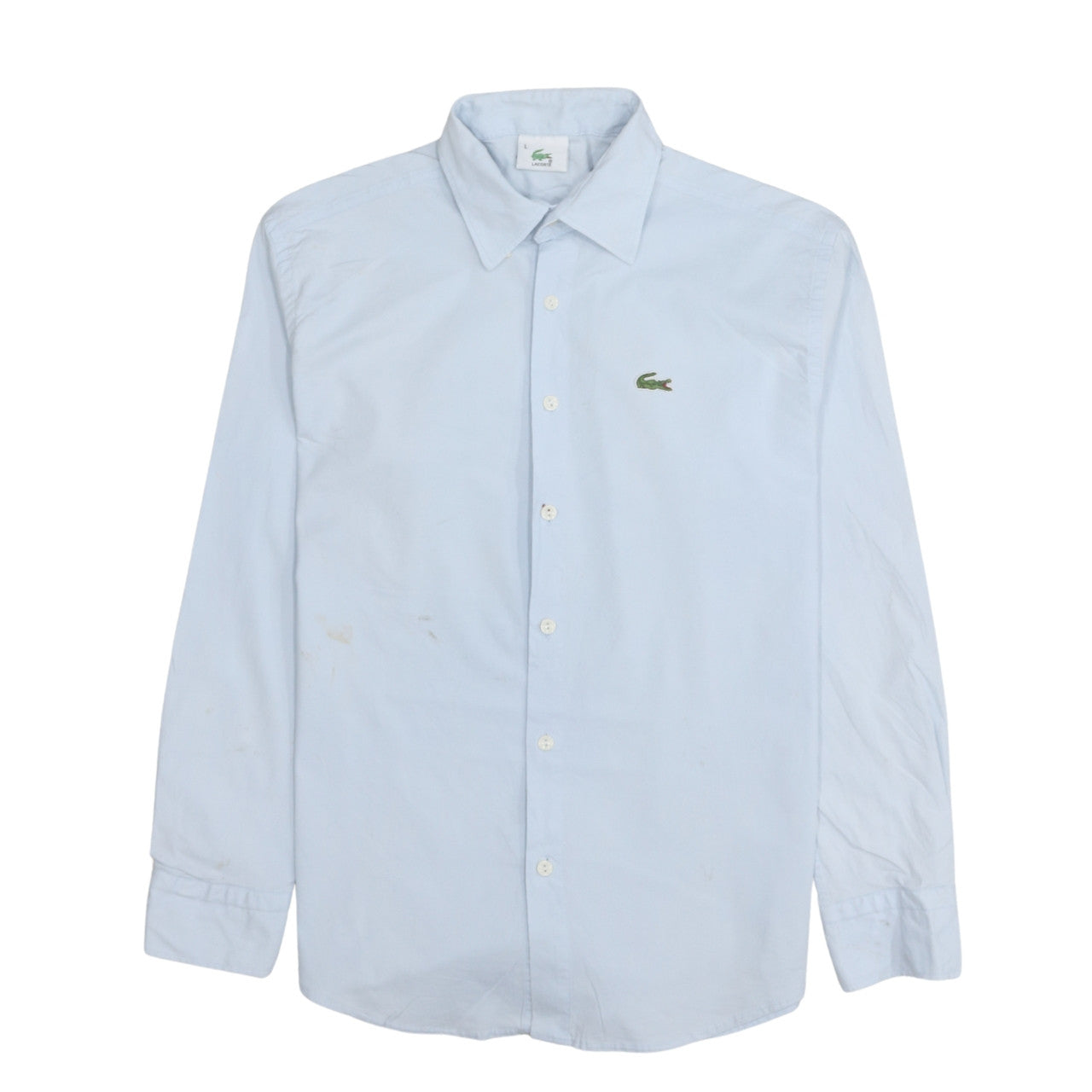 Lacoste Men’s Blue Long Sleeve Cotton Button-Up Shirt Size L