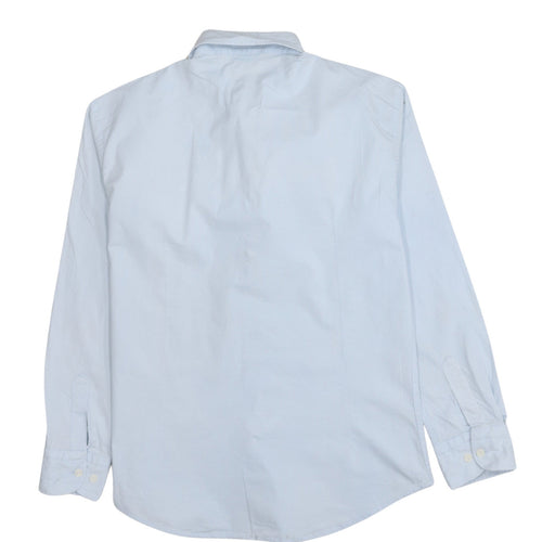 Lacoste Men’s Blue Long Sleeve Cotton Button-Up Shirt Size L