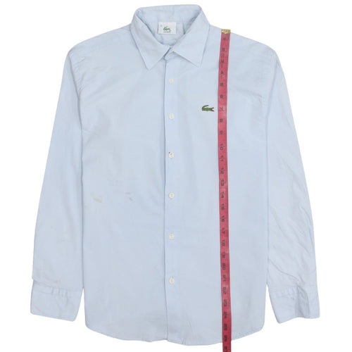 Lacoste Men’s Blue Long Sleeve Cotton Button-Up Shirt Size L
