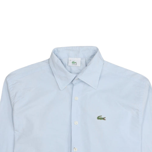 Lacoste Men’s Blue Long Sleeve Cotton Button-Up Shirt Size L