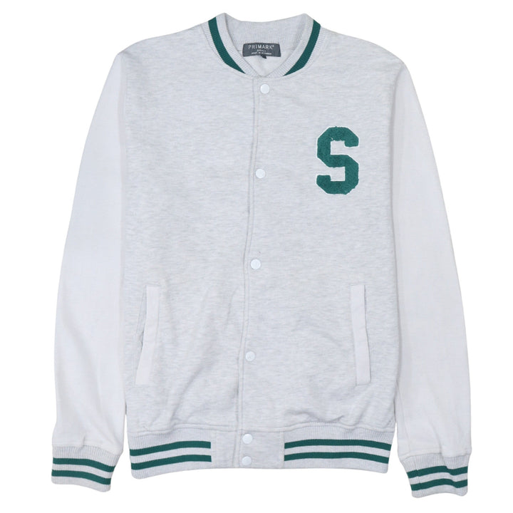Primark Men’s Grey Varsity Jacket Small Letterman College Style
