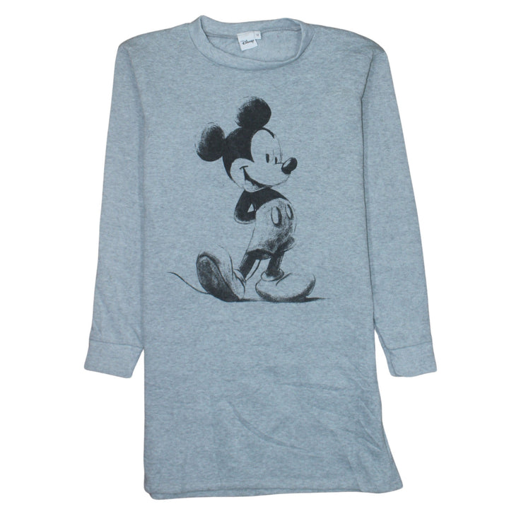 Disney Women Grey Size 12 Mickey Mouse Long Sleeve T-Shirt Dress