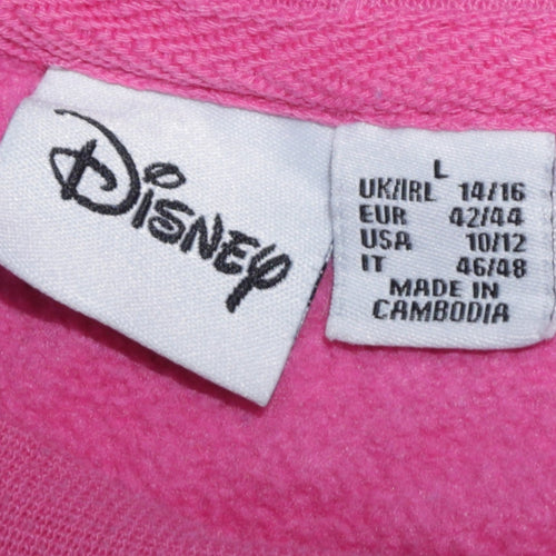 Disney Women Pink Stitch & Angel Sweatshirt L 14/16 Pullover Crew Neck