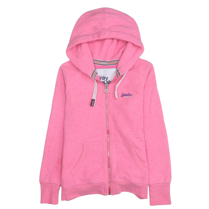 Superdry Women Pink Full Zip Hoodie Orange Label Size M