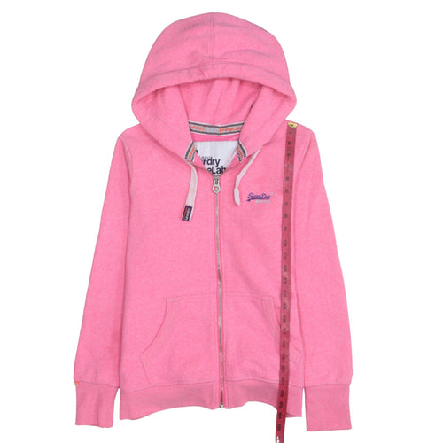 Superdry Women Pink Full Zip Hoodie Orange Label Size M
