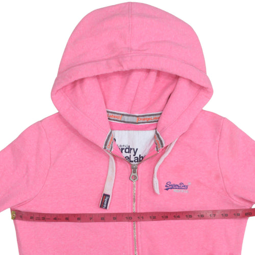 Superdry Women Pink Full Zip Hoodie Orange Label Size M