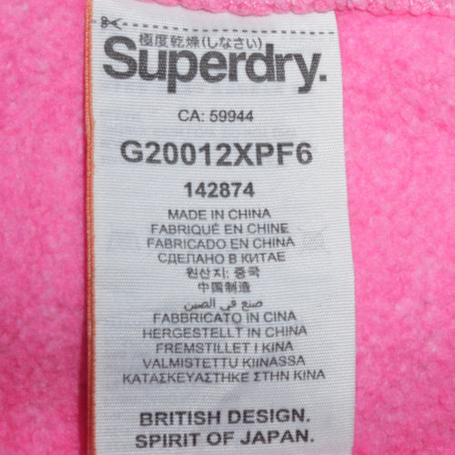 Superdry Women Pink Full Zip Hoodie Orange Label Size M