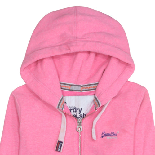 Superdry Women Pink Full Zip Hoodie Orange Label Size M