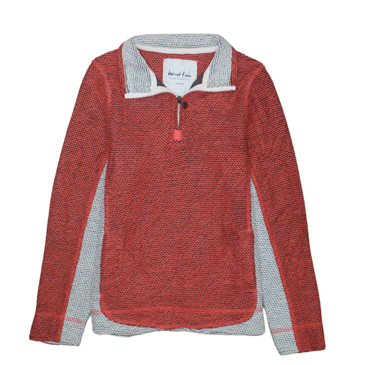 Weird Fish Womens Red Grey 1/4 Zip Pullover Sweatshirt Size 10