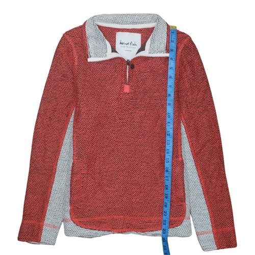 Weird Fish Womens Red Grey 1/4 Zip Pullover Sweatshirt Size 10