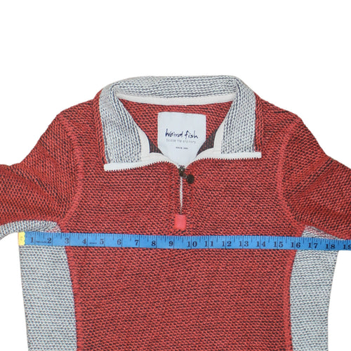 Weird Fish Womens Red Grey 1/4 Zip Pullover Sweatshirt Size 10