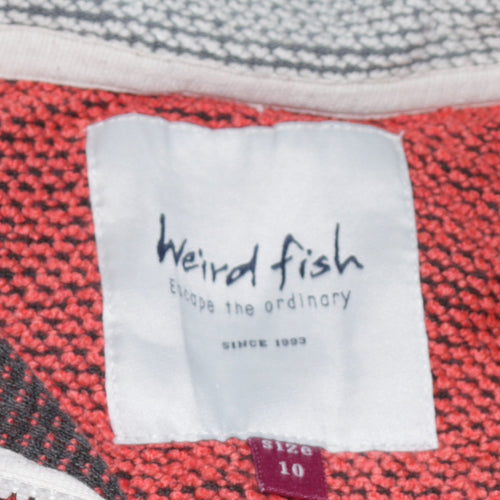 Weird Fish Womens Red Grey 1/4 Zip Pullover Sweatshirt Size 10