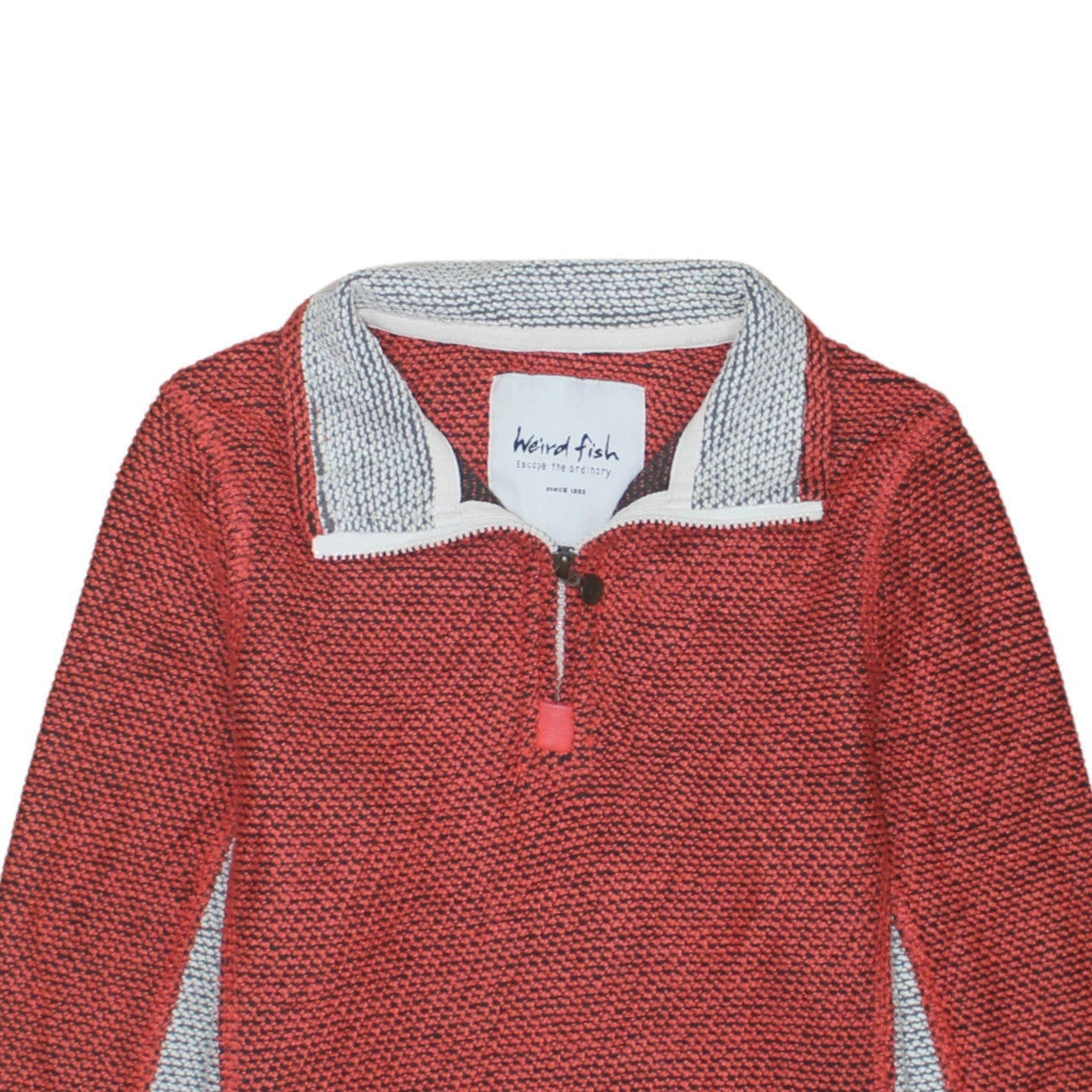Weird Fish Womens Red Grey 1/4 Zip Pullover Sweatshirt Size 10