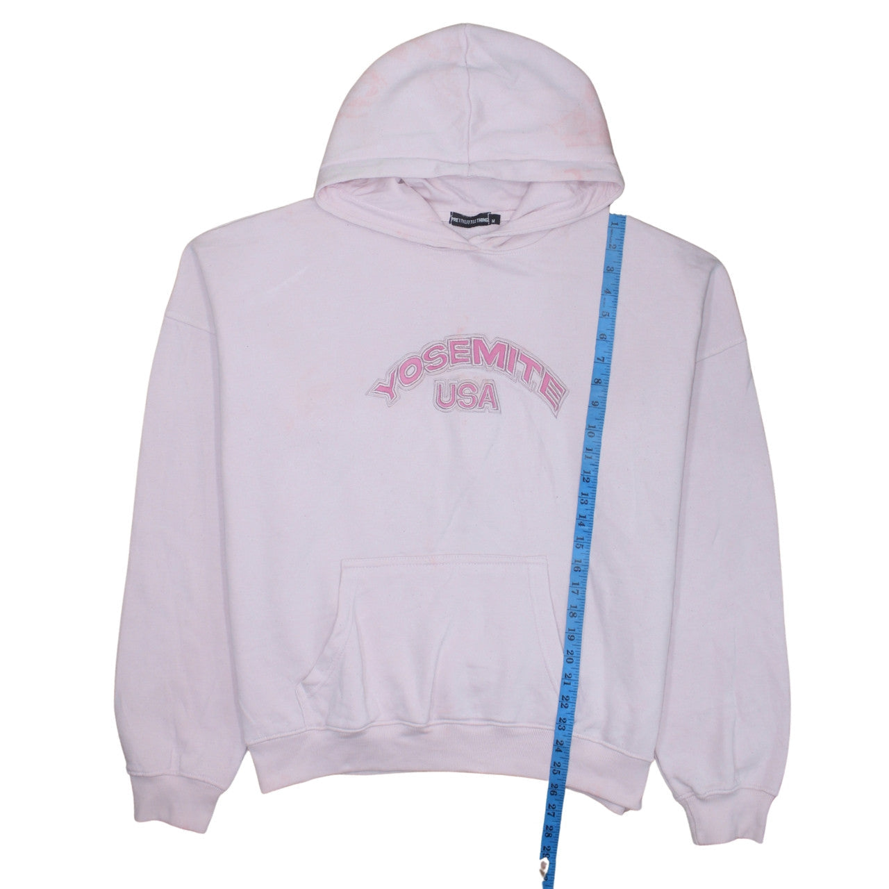 PrettyLittleThing Women Pink Yosemite USA Hooded Pullover Sweatshirt M