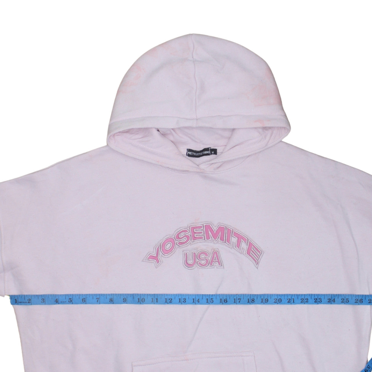 PrettyLittleThing Women Pink Yosemite USA Hooded Pullover Sweatshirt M