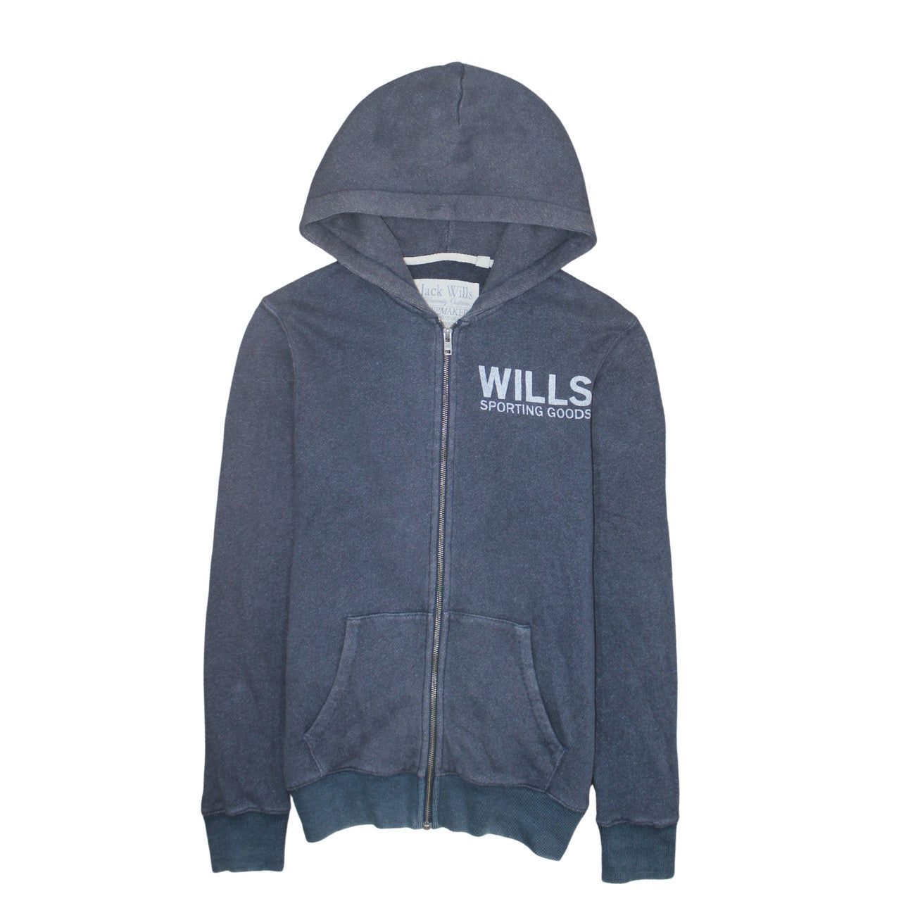 Jack Wills Men's Blue Full Zip Hoodie Size M Graphic Print