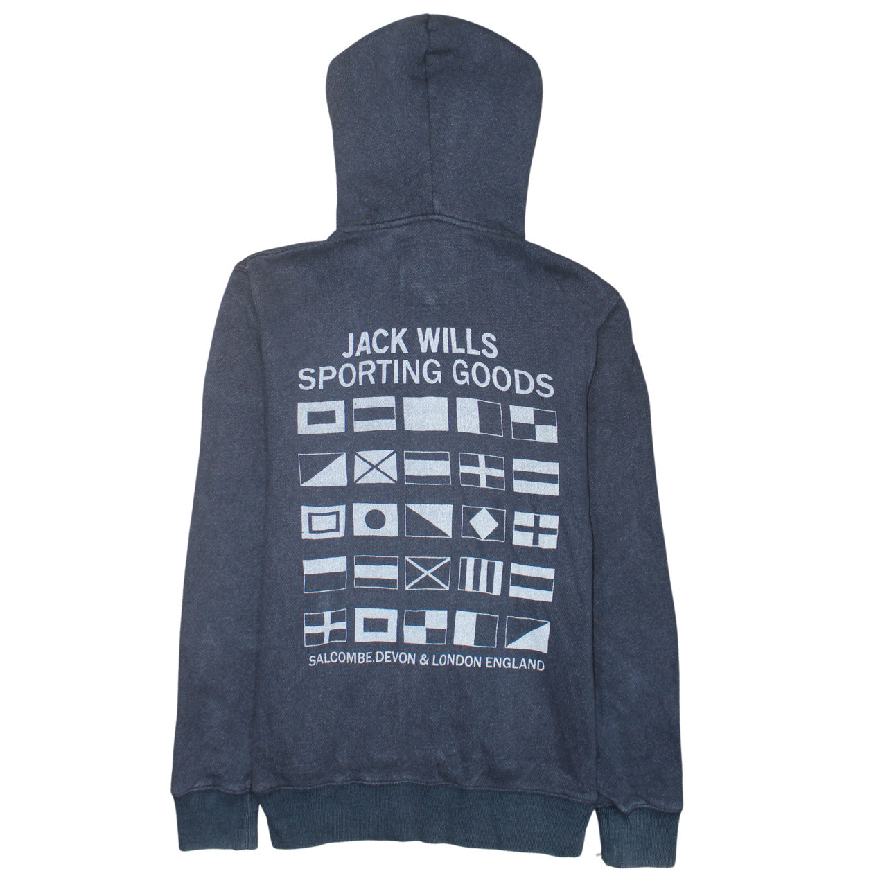 Jack Wills Men's Blue Full Zip Hoodie Size M Graphic Print