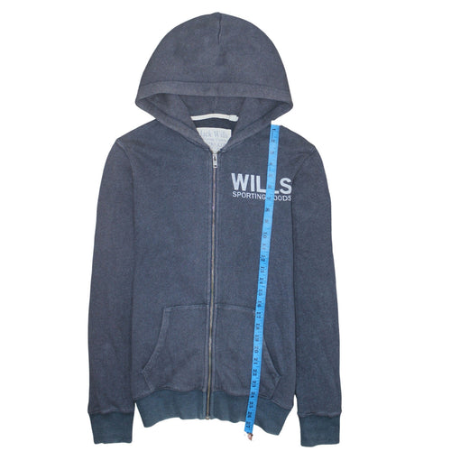 Jack Wills Men's Blue Full Zip Hoodie Size M Graphic Print
