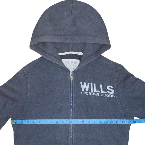 Jack Wills Men's Blue Full Zip Hoodie Size M Graphic Print
