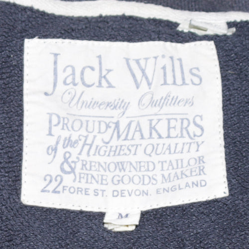 Jack Wills Men's Blue Full Zip Hoodie Size M Graphic Print