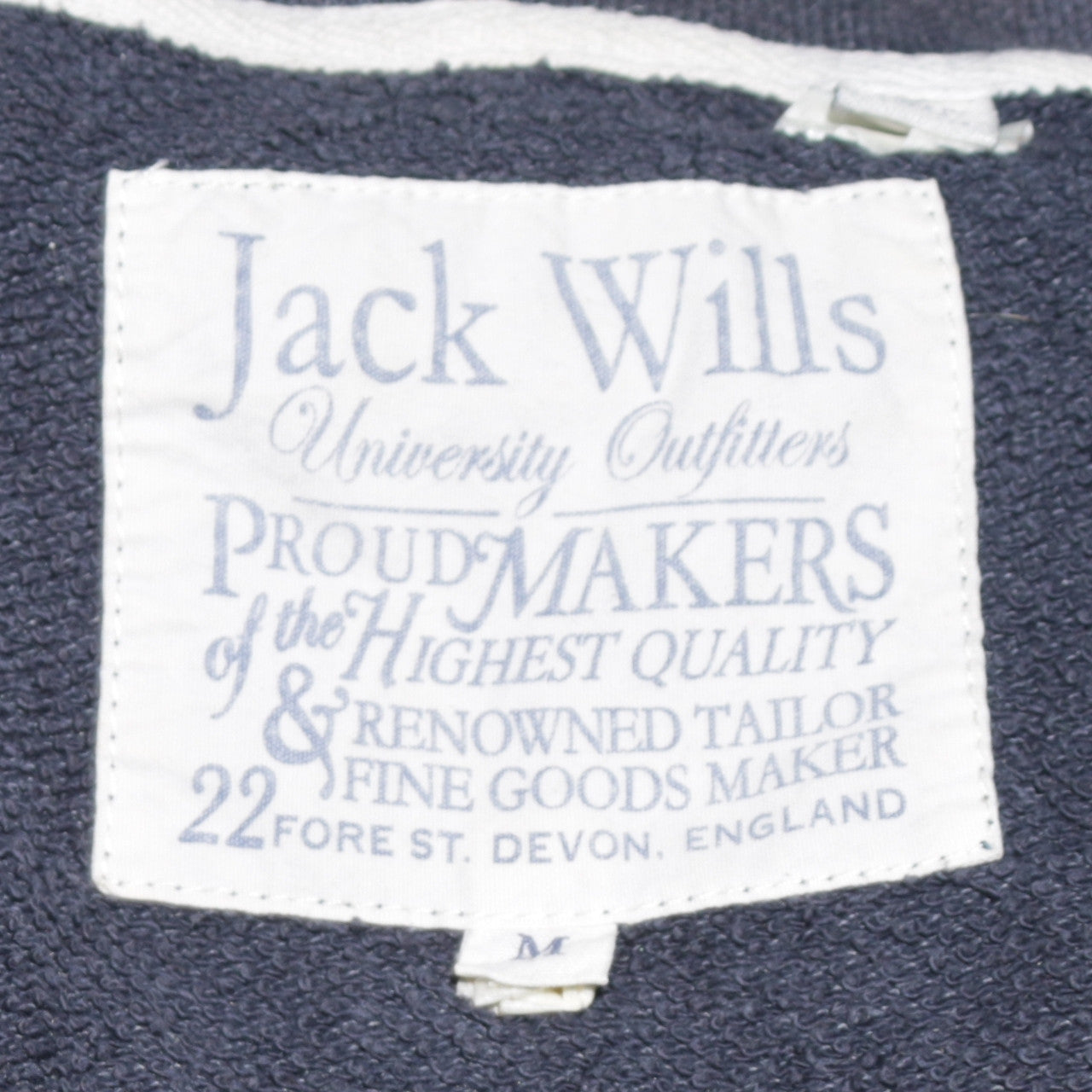 Jack Wills Men's Blue Full Zip Hoodie Size M Graphic Print