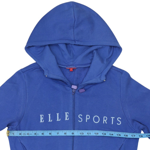 ELLE Sports Women Blue Full Zip Hoodie Medium Cotton Blend