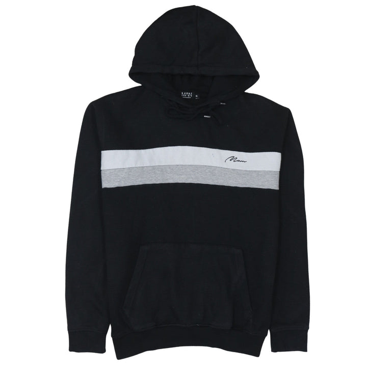 boohooMAN Men's Black Small Pullover Hoodie with Logo