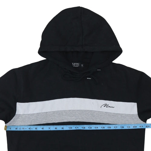 boohooMAN Men's Black Small Pullover Hoodie with Logo