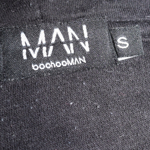 boohooMAN Men's Black Small Pullover Hoodie with Logo
