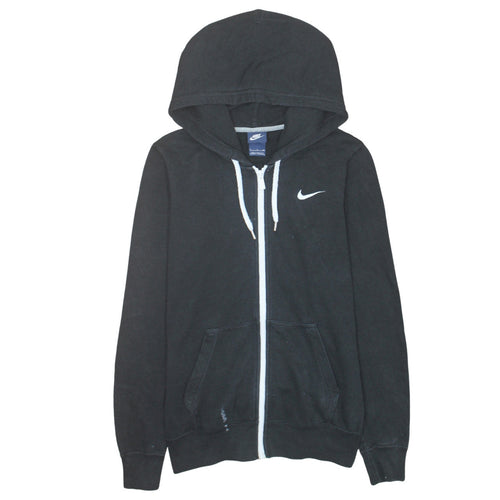 Nike Women's Black Full Zip Hoodie Small Logo Hooded Sweatshirt