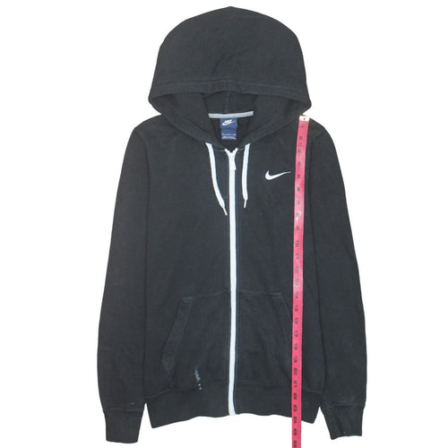 Nike Women's Black Full Zip Hoodie Small Logo Hooded Sweatshirt