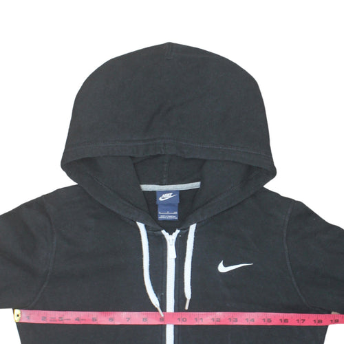Nike Women's Black Full Zip Hoodie Small Logo Hooded Sweatshirt