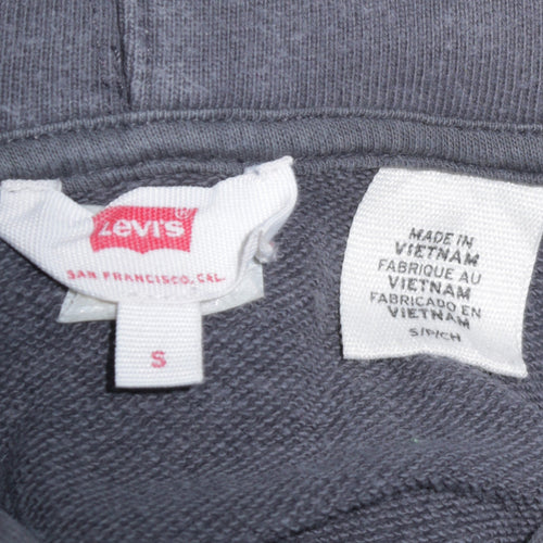 Levi's Women Grey Pullover Hoodie S Logo Print Cotton Casual