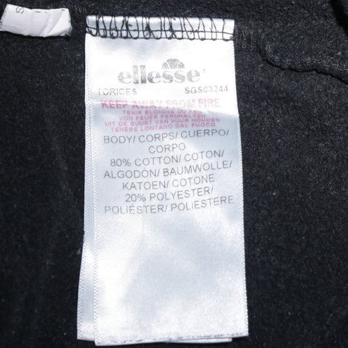 Ellesse Women Black Pullover Hoodie UK 10 Cotton Blend Logo Front