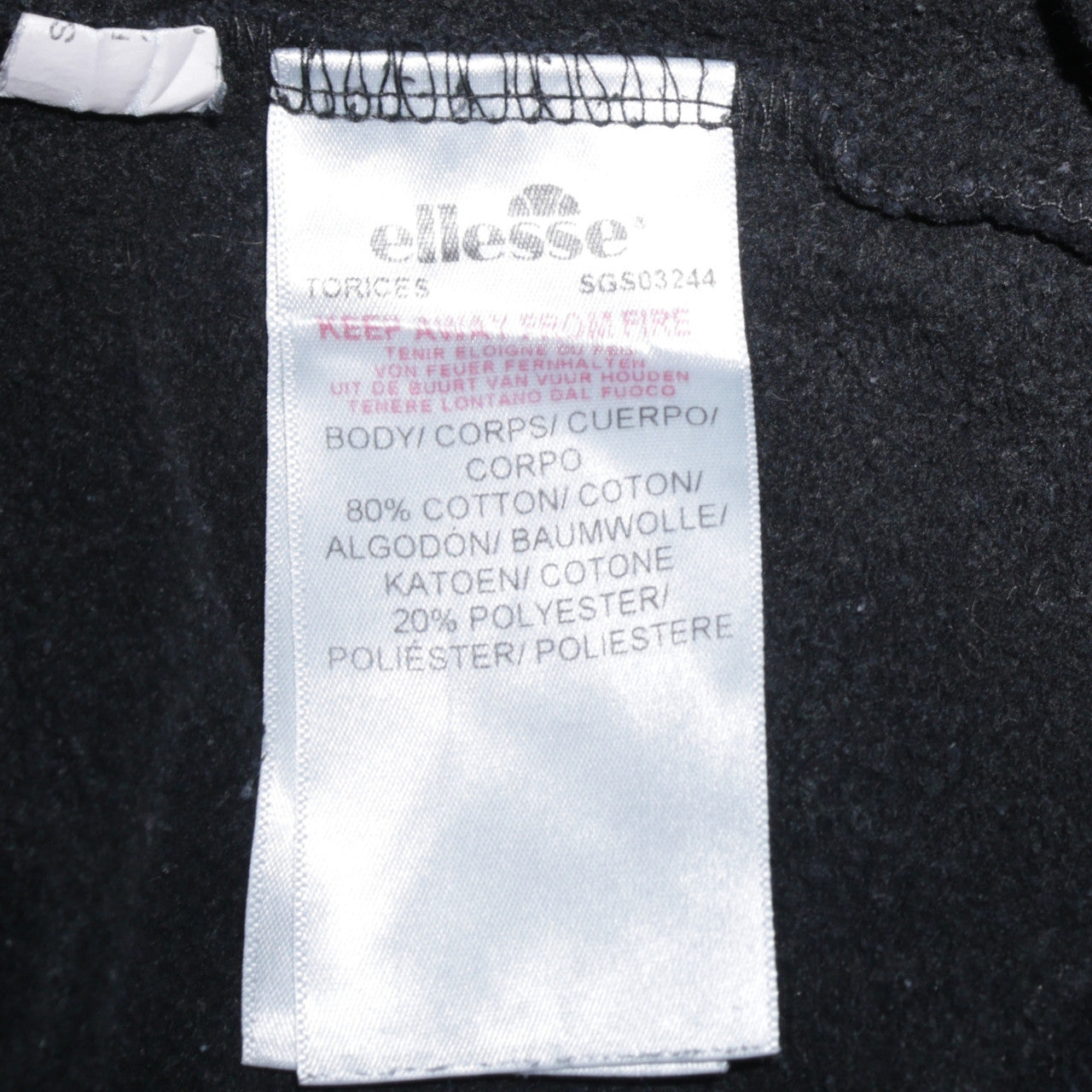 Ellesse Women Black Pullover Hoodie UK 10 Cotton Blend Logo Front