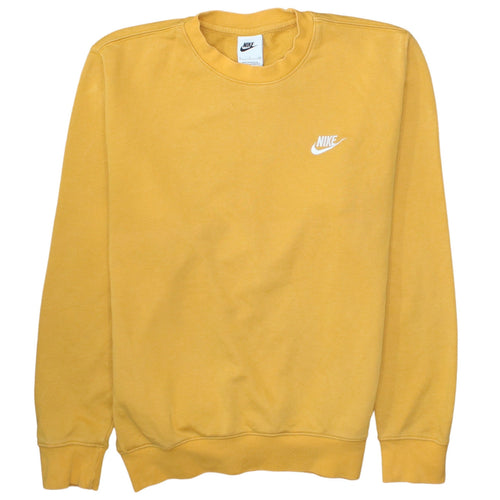 Nike Men's Yellow Crew Neck Pullover Sweatshirt Small Cotton Blend