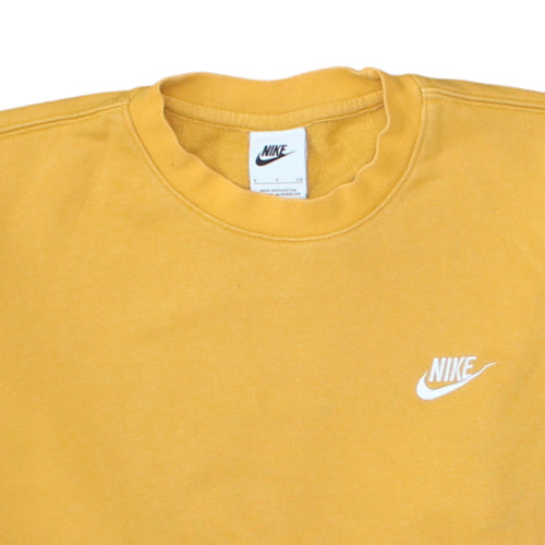 Nike Men's Yellow Crew Neck Pullover Sweatshirt Small Cotton Blend